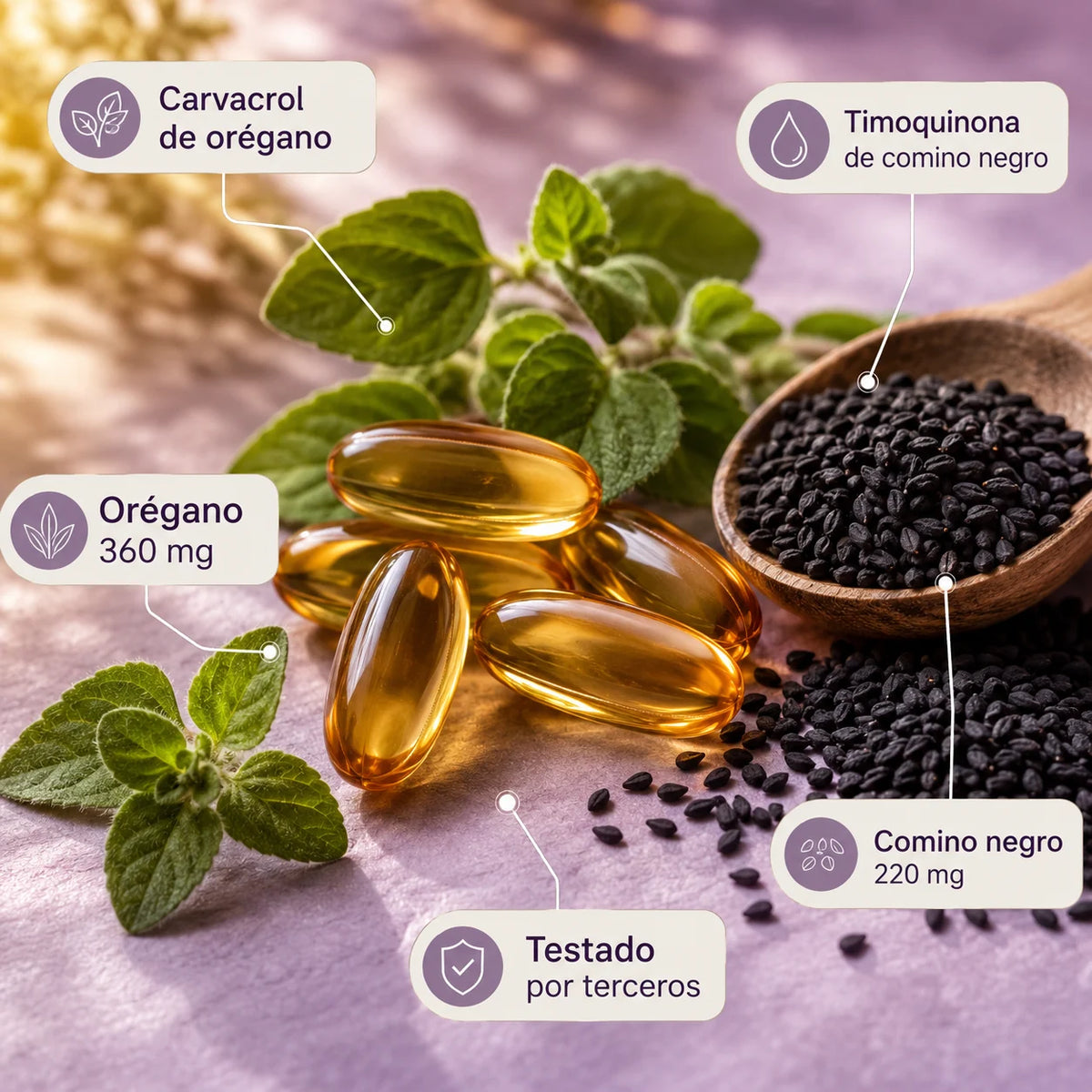 Laftya™ Aceite de Orégano + Comino Negro