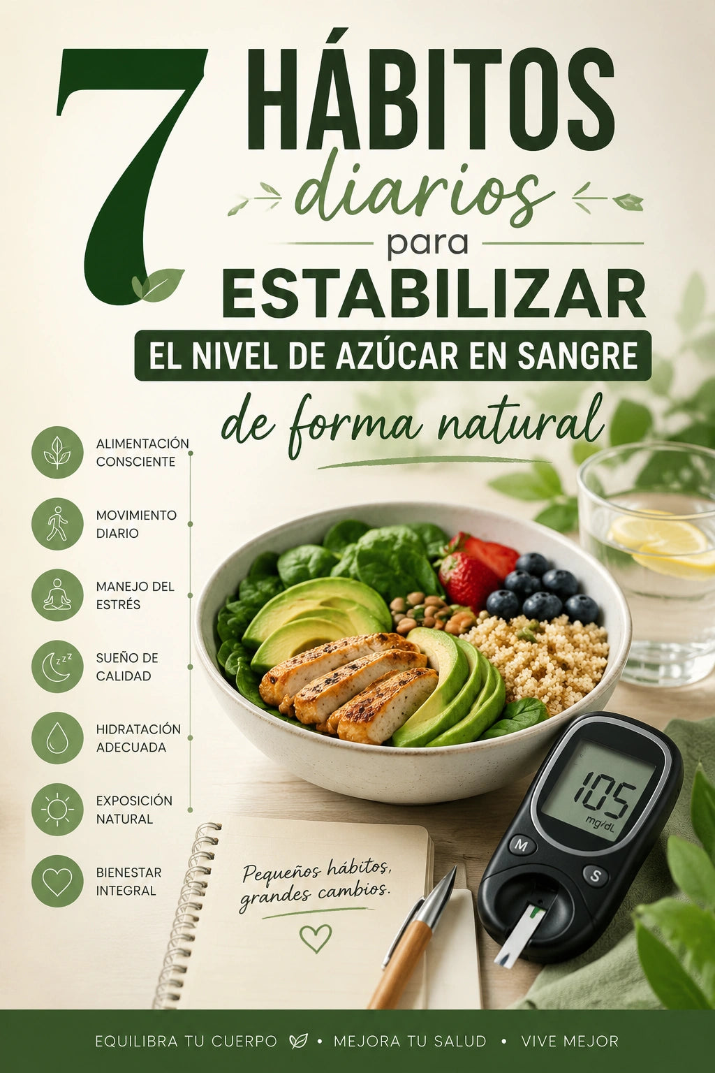 7 hábitos diarios para estabilizar el nivel de azúcar en sangre de forma natural (Ebook)