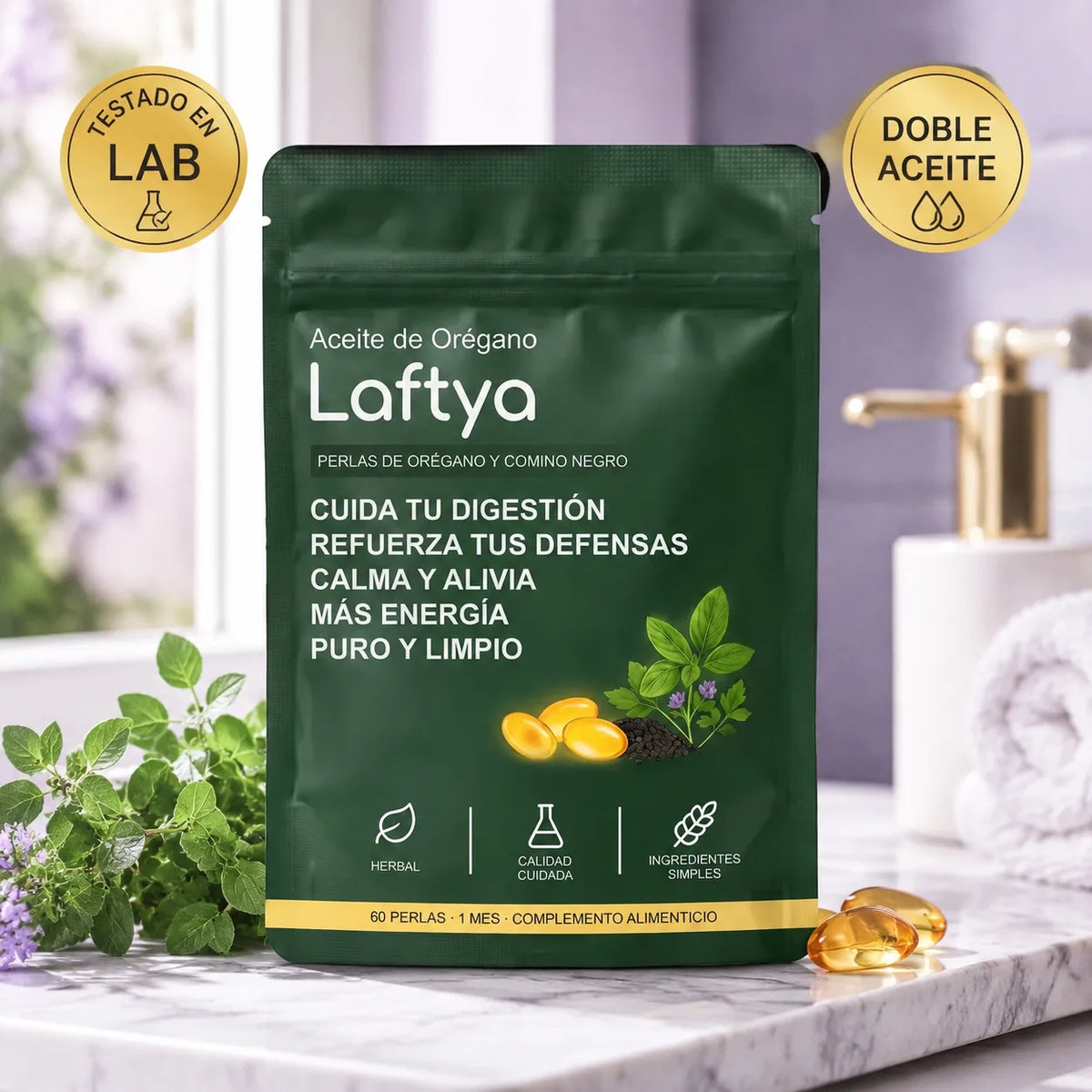Laftya™ Aceite de Orégano + Comino Negro