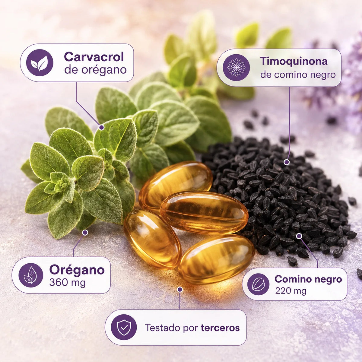 Laftya™ Aceite de Orégano + Comino Negro