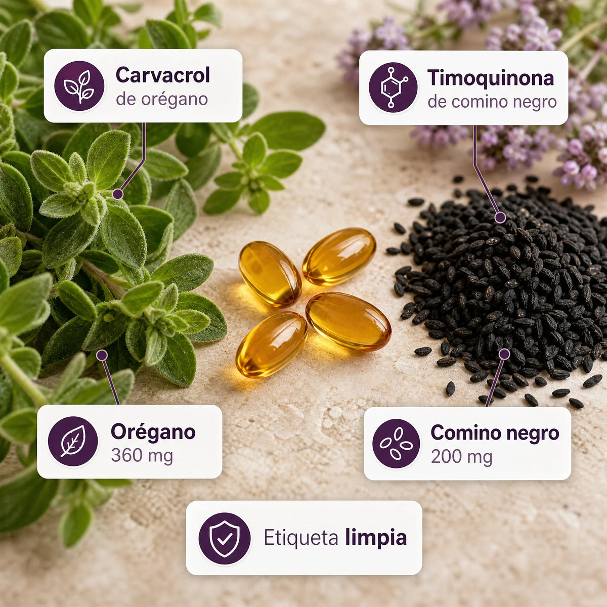 Laftya™ Aceite de Orégano + Comino Negro