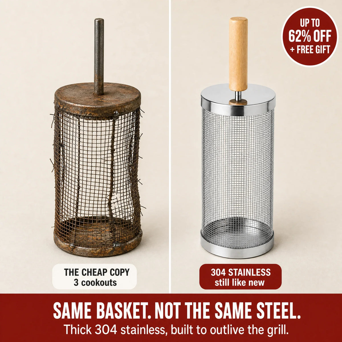 Laftya™ Rolling Grill Basket