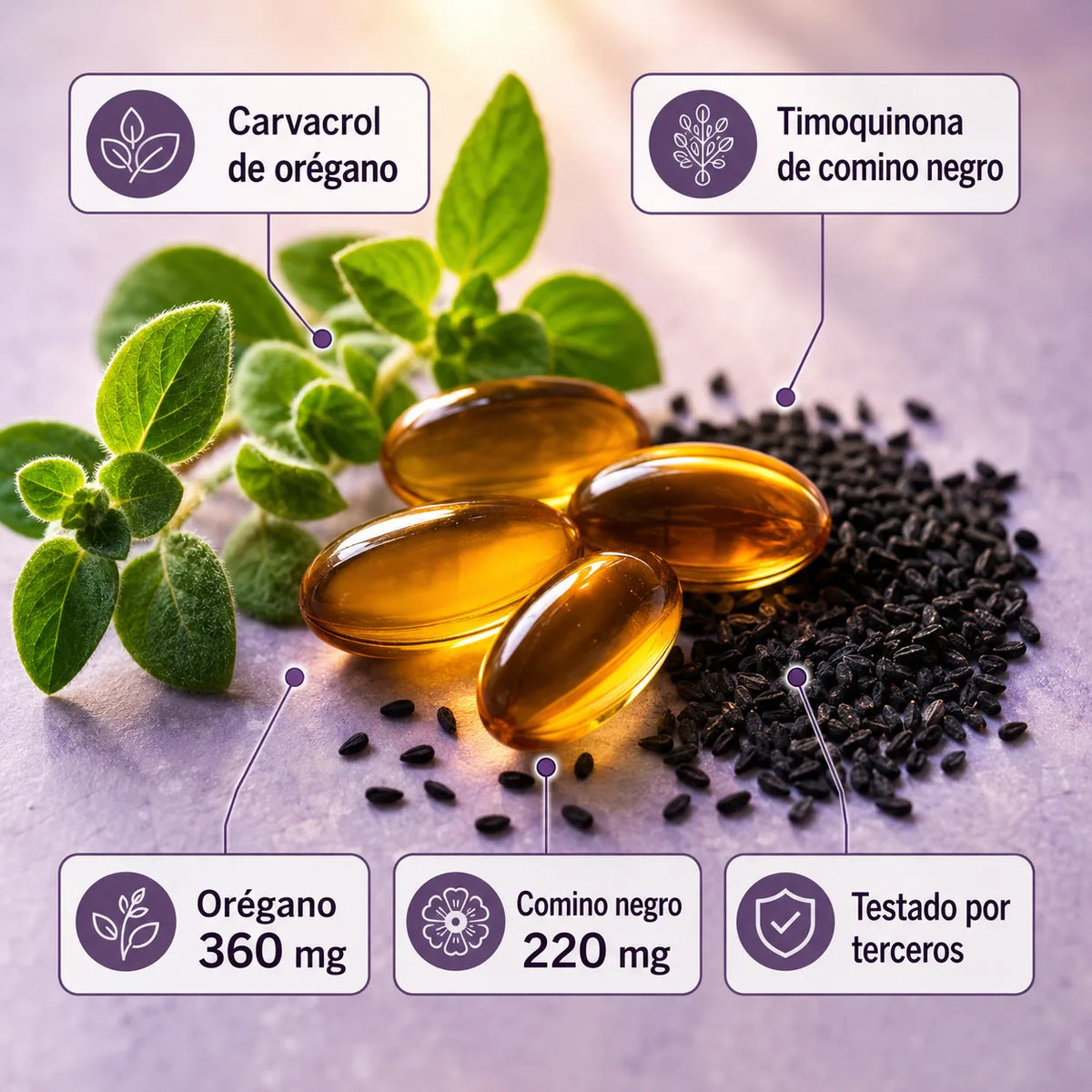 Laftya™ Aceite de Orégano + Comino Negro