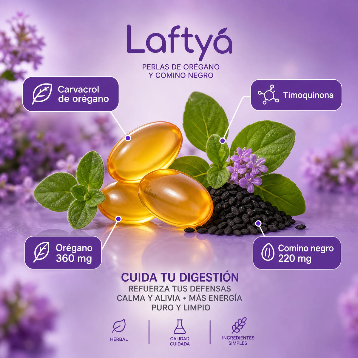 Laftya™ Aceite de Orégano + Comino Negro